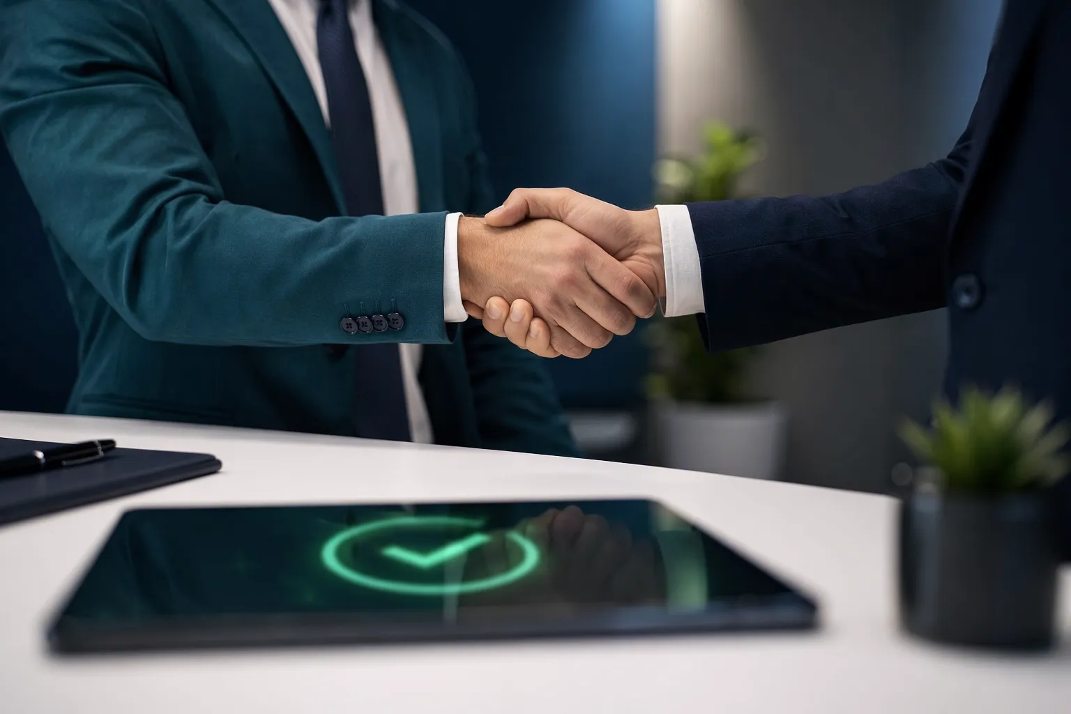 Two people closing an agreement
